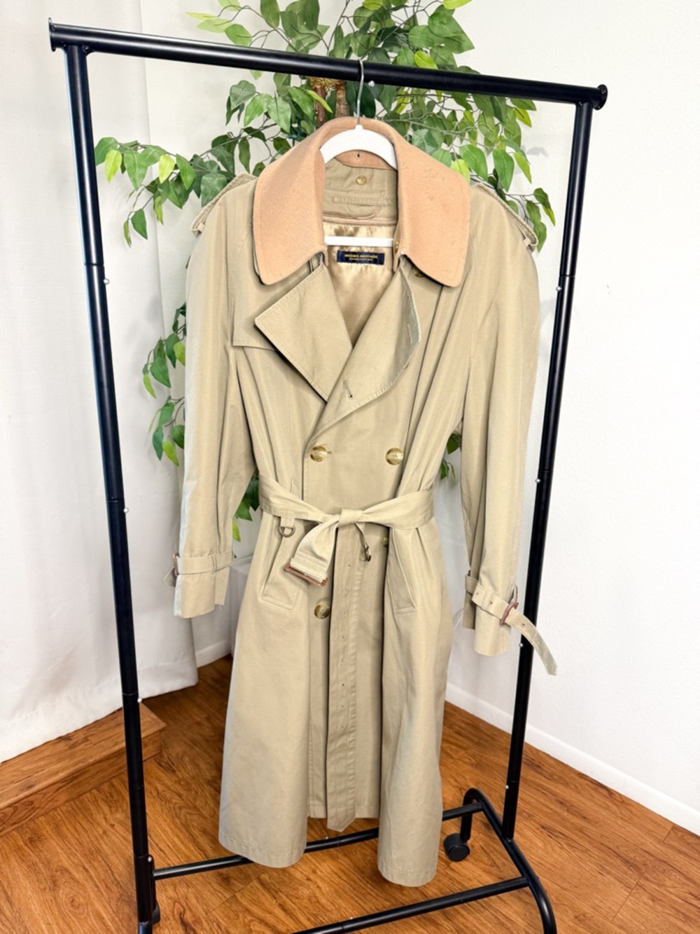 Brooks Brothers Trench Coat 42 Short Khaki Belted w/ Wool Liner Classic